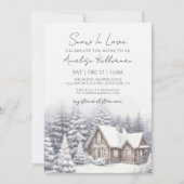 Invitation Fête de mariage enneigée d'hiver (Devant)