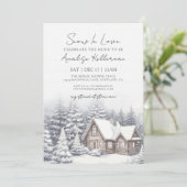 Invitation Fête de mariage enneigée d'hiver (Debout devant)