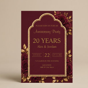 Invitation Fête de Mariage et d'Anniversaire Bourguignon et O