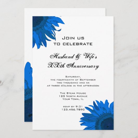 Invitation Fête de mariage et d'anniversaire de mariage sur l (Devant / Derrière)