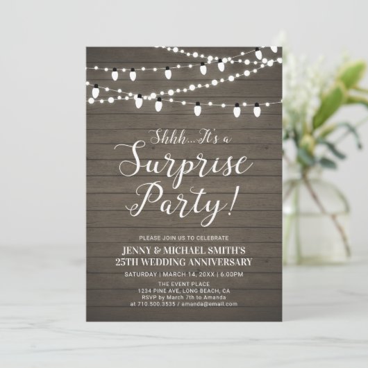 Invitation Fête de mariage et d'anniversaire de mariage surpr (Debout devant)