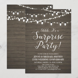 Invitation Fête de mariage et d'anniversaire surprise en bois