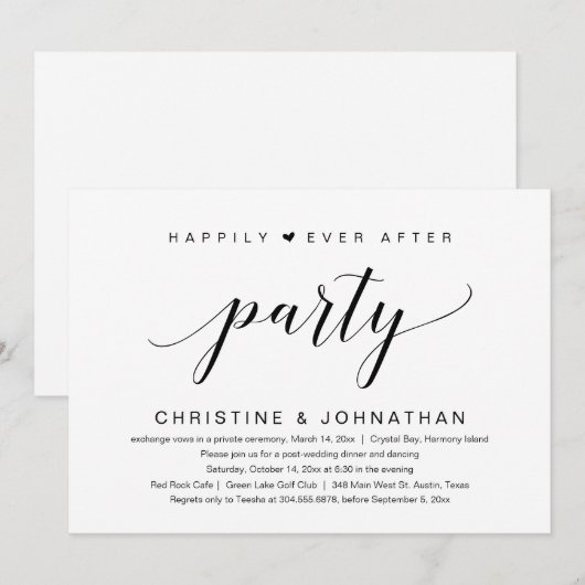 Invitation Fête de mariage éternel (Devant / Derrière)