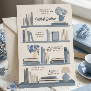 Invitation Fête de mariage fantaisiste Bibliothèque bleue Éta