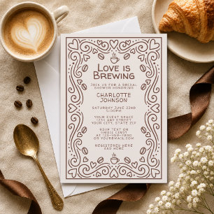 Invitation Fête de mariage fantaisiste marron L'amour est en