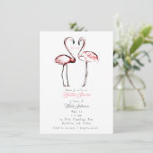 Invitation Fête de Mariage Flamant Rose Pêche Flamants Roses (Debout devant)