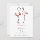 Invitation Fête de Mariage Flamant Rose Pêche Flamants Roses (Devant)