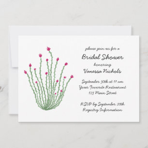 Invitation Fête de Mariage Fleur Rose Ocotillo Cactus