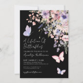 Invitation Fête de Mariage Fleur Sauvage Papillon (Devant)