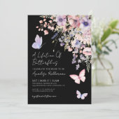 Invitation Fête de Mariage Fleur Sauvage Papillon (Debout devant)