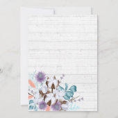 Invitation Fête de mariage fleurie en coton de campagne du Su (Dos)