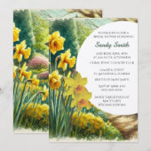 Invitation Fête de mariage Fleurs aquarelle Jonquilles  (Devant / Derrière)