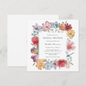 Invitation Fête de Mariage Fleurs Colorées (Devant / Derrière)