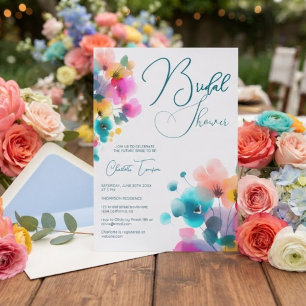 Invitation Fête de mariage Fleurs Colorées