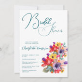 Invitation Fête de mariage Fleurs Colorées (Devant)