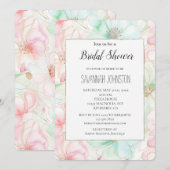 Invitation Fête de mariage Fleurs de menthe rose blush (Devant / Derrière)
