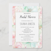 Invitation Fête de mariage Fleurs de menthe rose blush (Devant)