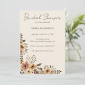 Invitation Fête de Mariage Fleurs Neutres (Debout devant)