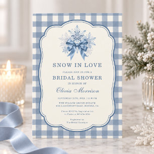 Invitation Fête de mariage floral à carreaux Snow in Love