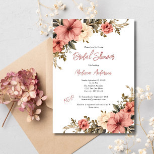 Invitation Fête de mariage floral antique aquarelle crème ros