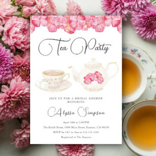 Invitation Fête de mariage Floral aquarelle autour du thé