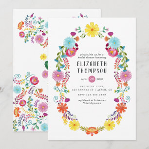 Invitation Fête de mariage floral aquarelle colorée