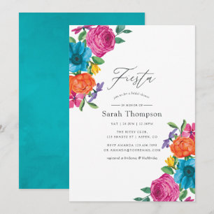 Invitation Fête de mariage Floral Aquarelle Fiesta