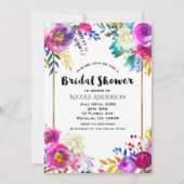 Invitation Fête de mariage floral aquarelle fun bright bold (Devant)