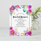 Invitation Fête de mariage floral aquarelle fun bright bold (Debout devant)