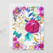 Invitation Fête de mariage floral aquarelle fun bright bold (Dos)