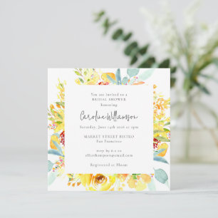 Invitation Fête de mariage floral aquarelle jaune d'été