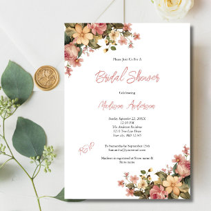 Invitation Fête de mariage floral aquarelle jaune rose