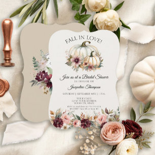 Invitation Fête de mariage Floral automnal Citrouille Bourgog