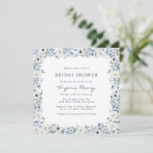 Invitation Fête de mariage floral bleu (Debout devant)