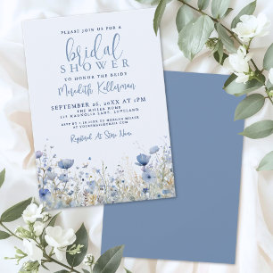 Invitation Fête de mariage floral bleu de fleurs sauvages