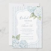 Invitation Fête de mariage Floral Bleu Hydrangea Bleu Rayure (Devant)