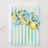 Invitation Fête de mariage Floral Bleu Rayure Main Squeeze (Dos)