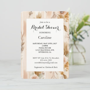 Invitation Fête de mariage Floral Bohème Bordure Crème Rustiq