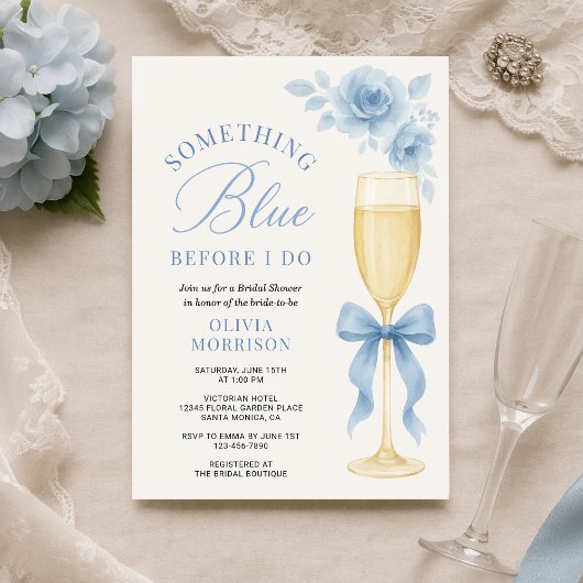 Invitation Fête de mariage floral Coquette Bow Something Blue