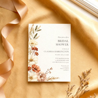 Invitation Fête de mariage floral crème sauvage