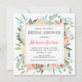 Invitation Fête de mariage Floral de Pêche Aquarelle Pivoines (Devant)