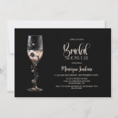 Invitation Fête de mariage floral en forme de verre à champag (Devant)
