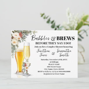 Invitation Fête de mariage Floral et Bulles d'Hiver et Boisso