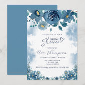 Invitation Fête de mariage floral fumé de la marine lunatique (Devant / Derrière)