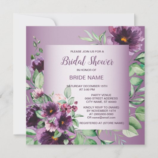 Invitation Fête de mariage floral géométrique violet (Devant)