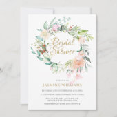 Invitation Fête de mariage Floral Gold Script Wild Rose (Devant)