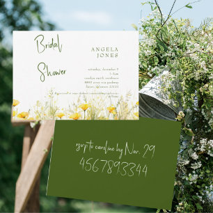 Invitation Fête de mariage floral jaune et vert moderne