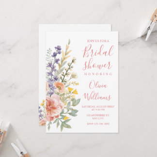 Invitation Fête de mariage Floral Moderne Fleur Sauvage