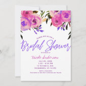 Invitation Fête de mariage floral moderne rose et violet (Devant)