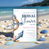 Invitation Fête de mariage Floral nautique à rayures d'ancre